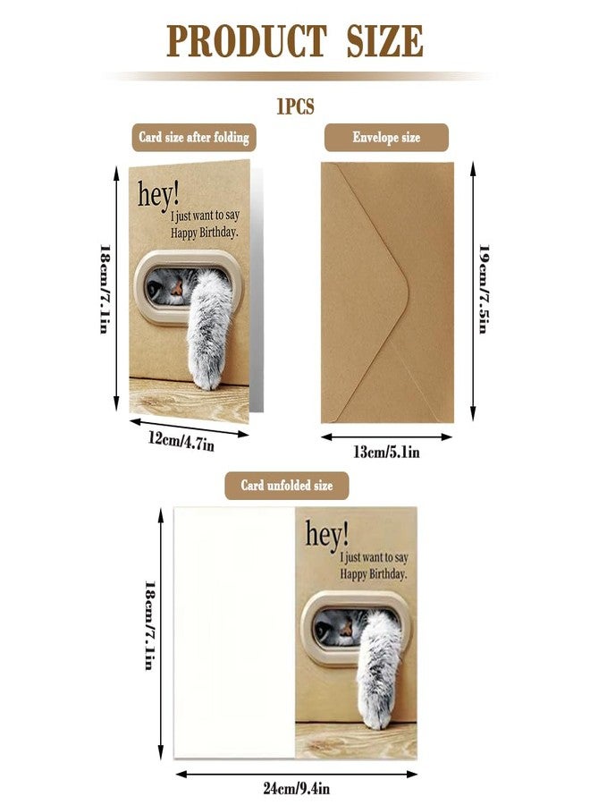 OFIFO® Creative Cat Birthday Card With Envelope 4.7x7 Inch, Cute Animal Mailbox Design Greeting Card For Friends, Family & Loved Ones, Premium Blank Writing Card For Birthday Wishes And Gift Giving - Image 2
